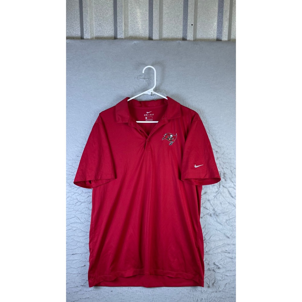 Nike Polo Shirt Mens M Red Excellent Tampa Bay Buccaneers Dri-FIT Golf